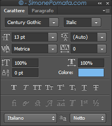 Il pannello Carattere