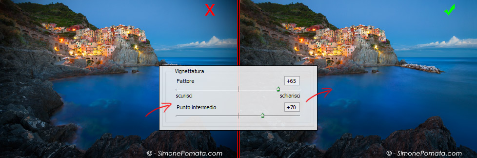 Vignettatura corretta con Correzione lente